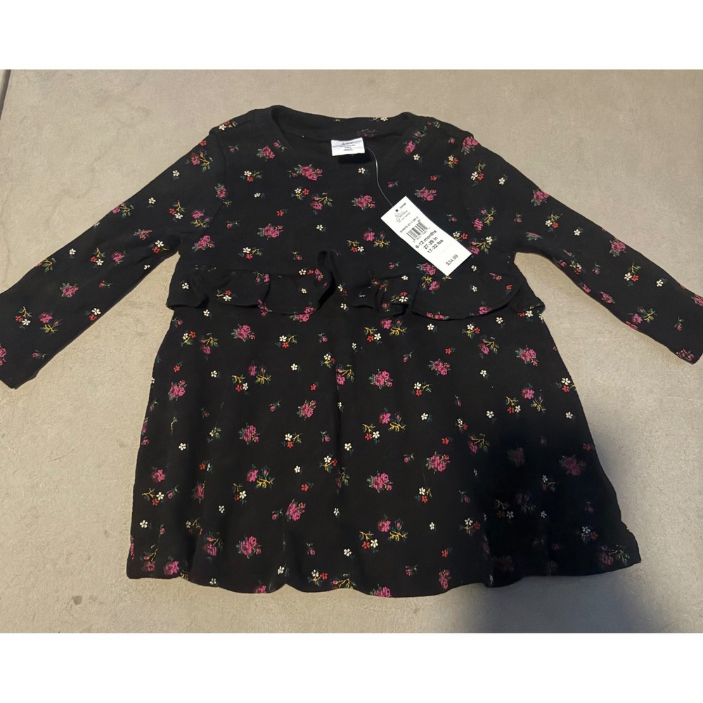 Baby‎ Gap Black Floral Long Sleeve Dress 6-12 Months